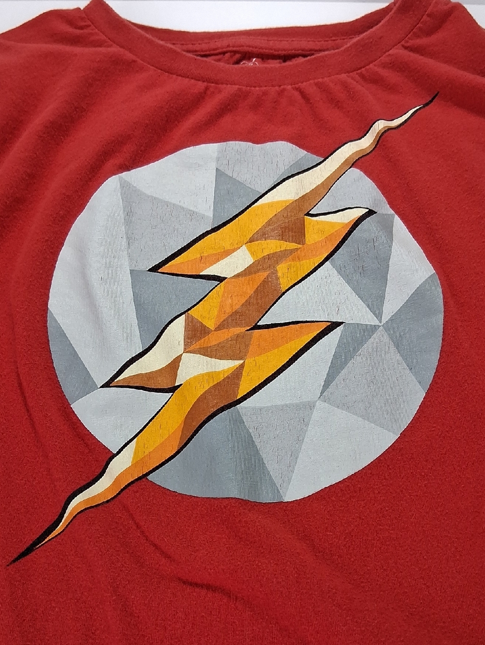 Boys The Flash Long Sleeve Tee Shirt Size Large Red w/ Yellow Lightning Graphic - Picture 3 of 5